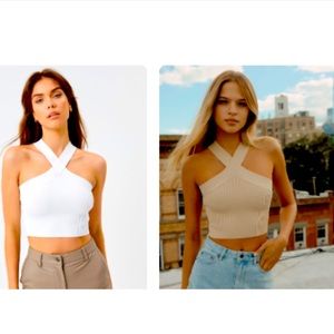 Glassons ribbed halter knit tops